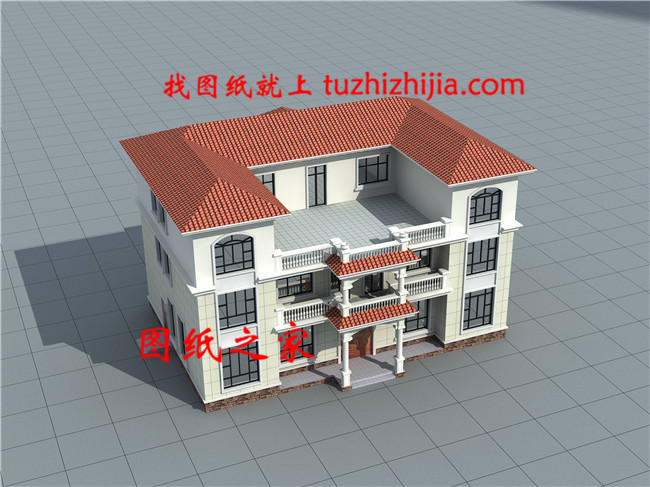 堂屋共用的三層雙拼別墅設計圖，總占地面積245平米