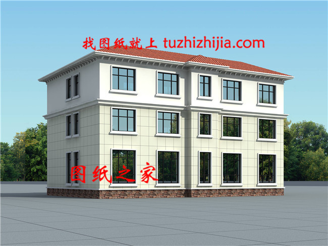 堂屋共用的三層雙拼別墅設計圖，總占地面積245平米