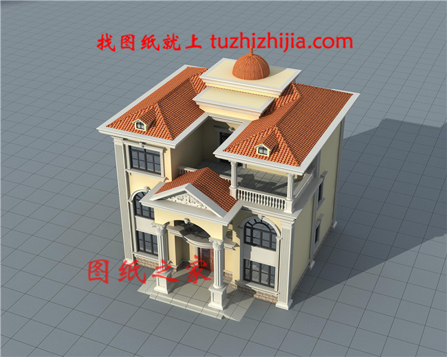 農(nóng)村實(shí)用三層樓房圖片，占地140平米左右，客廳中空