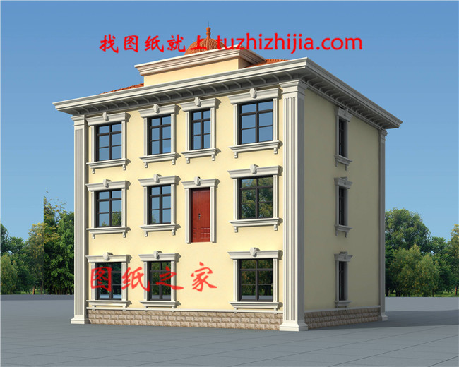 農(nóng)村實(shí)用三層樓房圖片，占地140平米左右，客廳中空