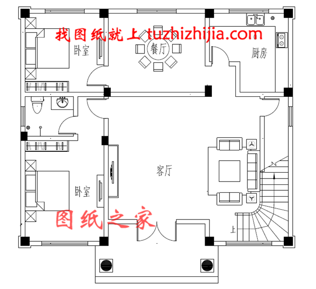 農(nóng)村實(shí)用三層樓房圖片，占地140平米左右，客廳中空