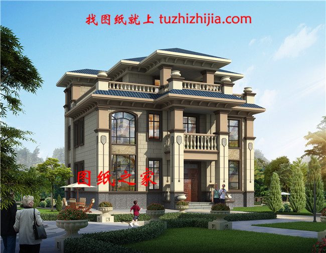 一層一戶歐式三層豪華別墅，三室兩廳一廚兩衛(wèi)一