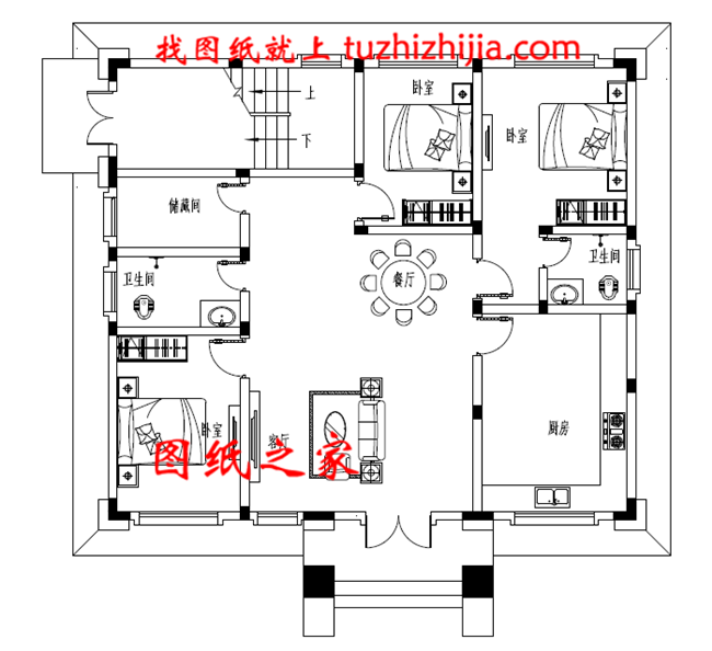 一層一戶歐式三層豪華別墅，三室兩廳一廚兩衛(wèi)一