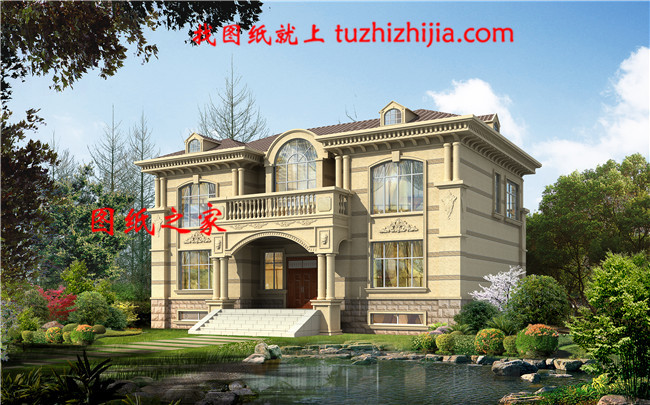 帶地下室二層精致歐式小別墅圖片，占地160平米左右