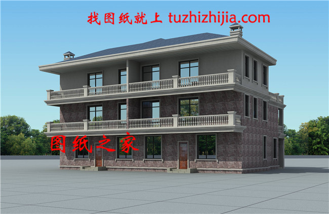 最新設(shè)計出圖的三層雙拼自建房圖片，占地260平方米