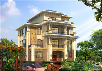 歐式四層(三層半)獨棟別墅設(shè)計圖復(fù)式，設(shè)計豪華時尚