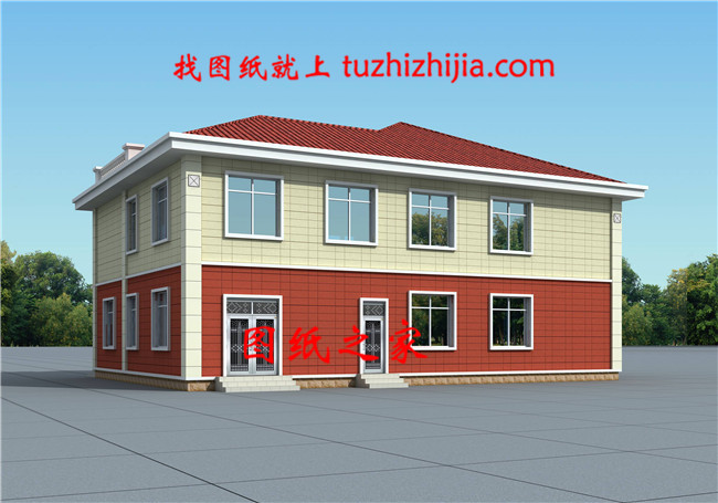 簡歐風格帶車庫的兩層農(nóng)村自建房設計圖