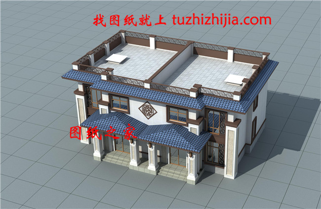 45萬新中式二層雙拼自建房別墅設(shè)計圖，一座矗立在山頂?shù)纳裨? width=