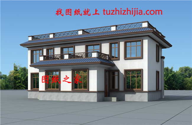 45萬新中式二層雙拼自建房別墅設(shè)計圖，一座矗立在山頂?shù)纳裨? width=