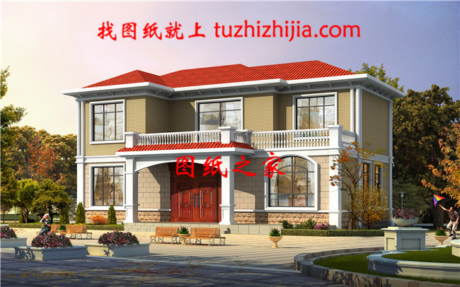 二層現(xiàn)代簡歐式別墅，帶神位與柴火房