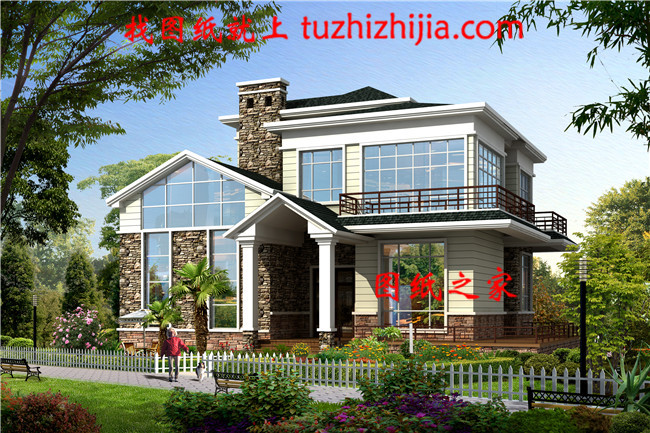 帶小煙囪的兩層鄉(xiāng)村自建房