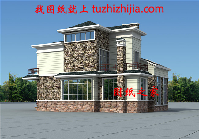 帶小煙囪的兩層鄉(xiāng)村自建房，外型設(shè)計是個性時尚簡歐風(fēng)