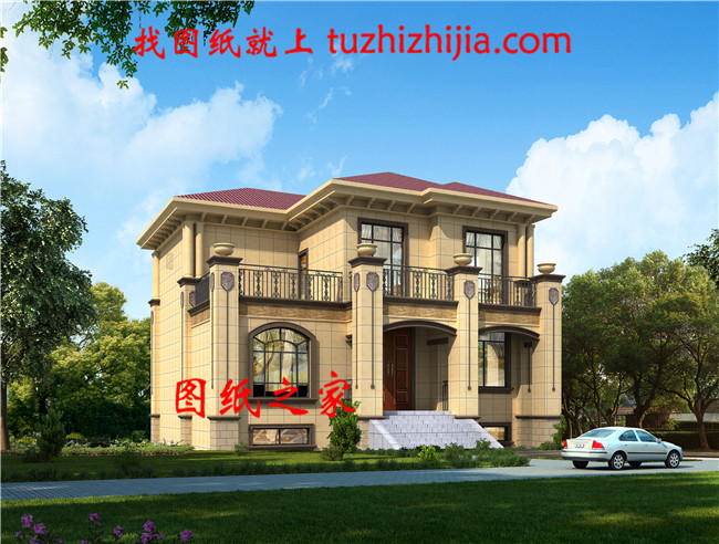 帶地下室二層別墅戶型設(shè)計(jì)圖，占地140平左右