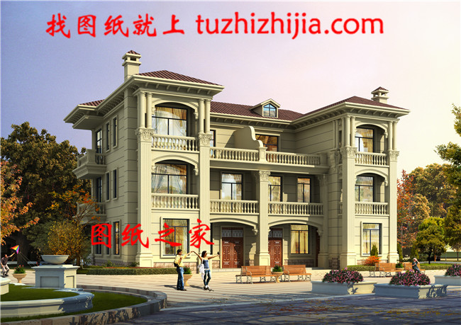 17X12米三層雙拼別墅設(shè)計(jì)圖，歐式風(fēng)格