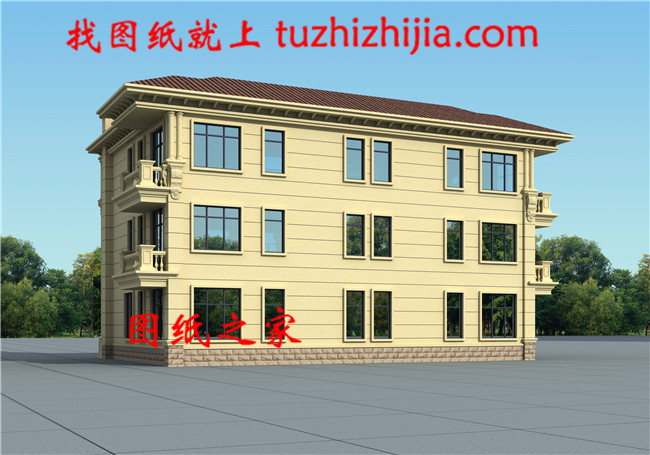 17X12米三層雙拼別墅設(shè)計(jì)圖，歐式風(fēng)格