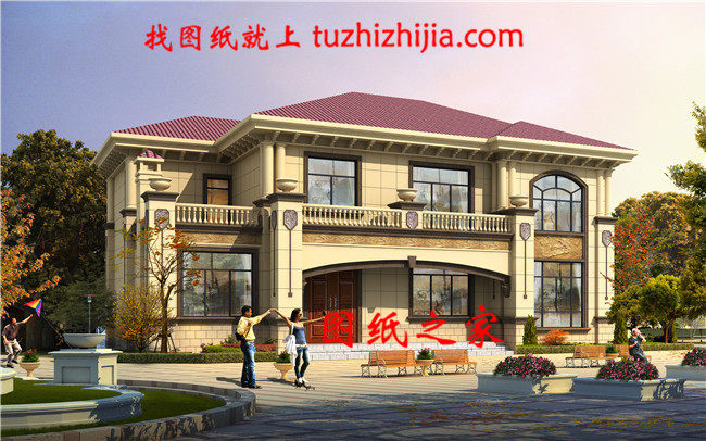 170平方米農(nóng)村兩層小別墅設計圖紙帶外觀圖