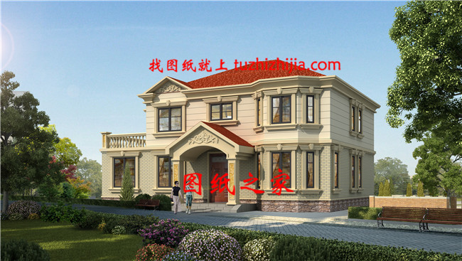 帶露臺歐式二層自建房設(shè)計(jì)圖