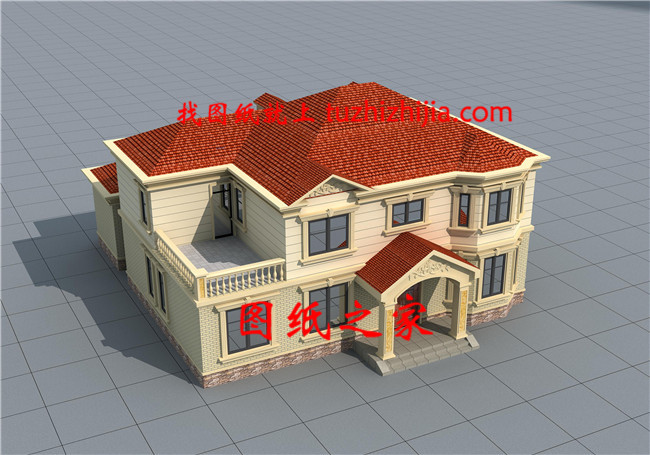 帶露臺歐式二層自建房設(shè)計(jì)圖