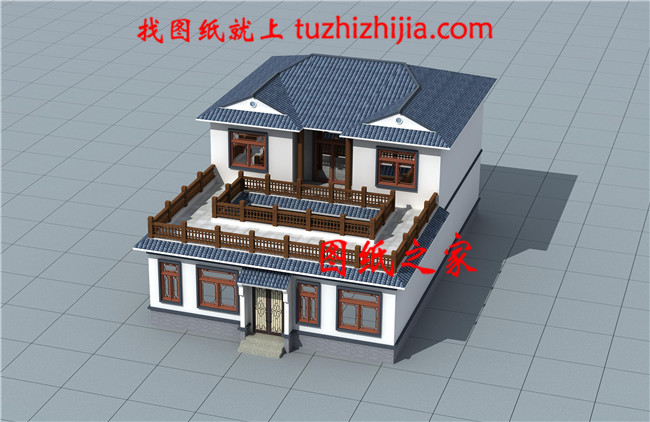 二層新中式帶連廊及下沉庭院獨棟別墅設(shè)計圖