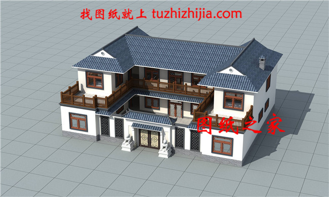 中式帶雙車位二層自建別墅