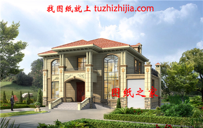 帶車庫二層現(xiàn)代歐式小別墅設(shè)計圖