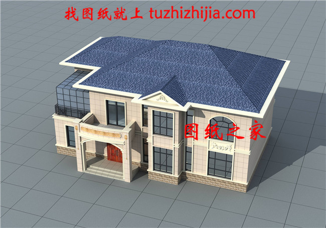 全套歐式二層別墅設計cad圖紙，含效果圖，帶車庫