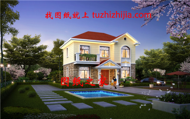 新農村二層房屋設計圖紙（全套建筑施工圖紙+外觀效果圖)