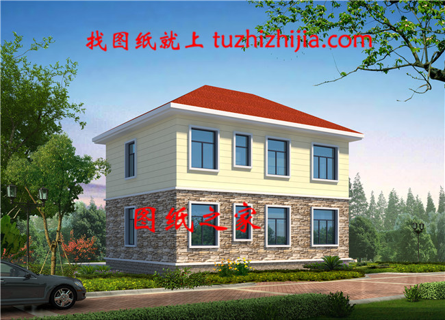 新農村二層房屋設計圖紙（全套建筑施工圖紙+外觀效果圖)