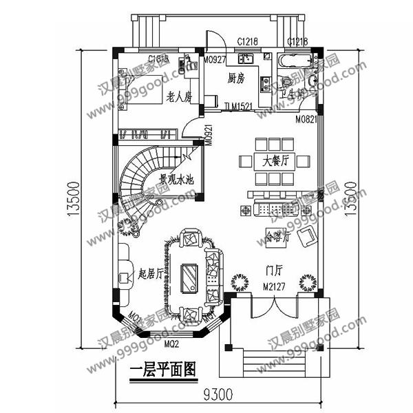 農(nóng)村小開間別墅設(shè)計圖，帶旋轉(zhuǎn)樓梯，挑空客廳，非常漂亮