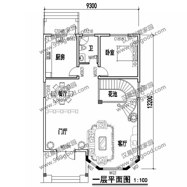 農(nóng)村小開間別墅設(shè)計圖，帶旋轉(zhuǎn)樓梯，挑空客廳，非常漂亮