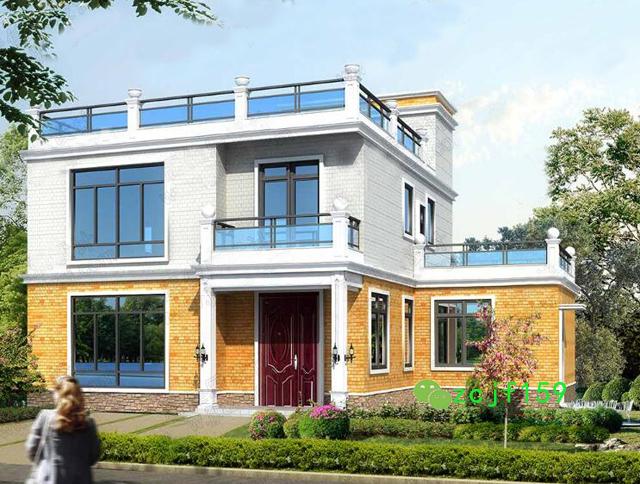 兩款平屋頂別墅設(shè)計(jì)圖紙，外觀漂亮，戶型簡(jiǎn)單大方，適合農(nóng)村建造