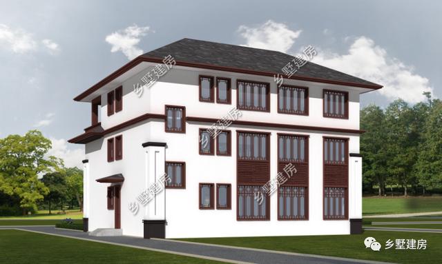 新中式風(fēng)格農(nóng)村自建別墅設(shè)計(jì)圖，充分展示了中國風(fēng)建筑的魅力