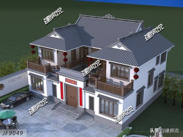 中式四合院別墅設(shè)計圖，2024建新房，要建就建最牛逼的中式別墅