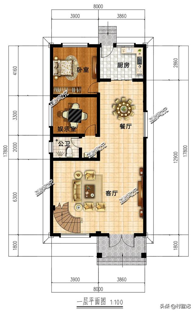 小宅基地照樣可以蓋別墅，現(xiàn)推一款面寬8米的二層別墅設計圖，時尚美觀