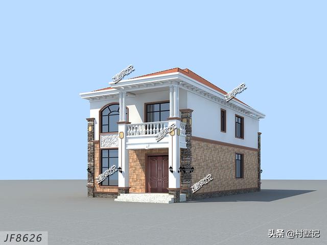 小宅基地照樣可以蓋別墅，現(xiàn)推一款面寬8米的二層別墅設計圖，時尚美觀