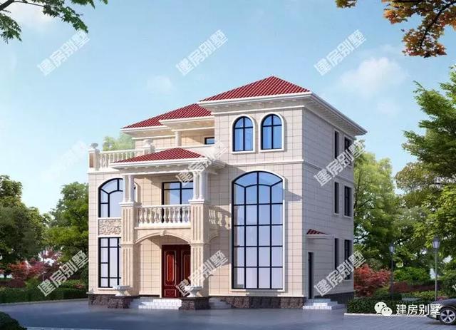 帶落地窗和涼亭現(xiàn)代農(nóng)村自建房設(shè)計(jì)圖，造型簡(jiǎn)約大方，室內(nèi)舒適大氣