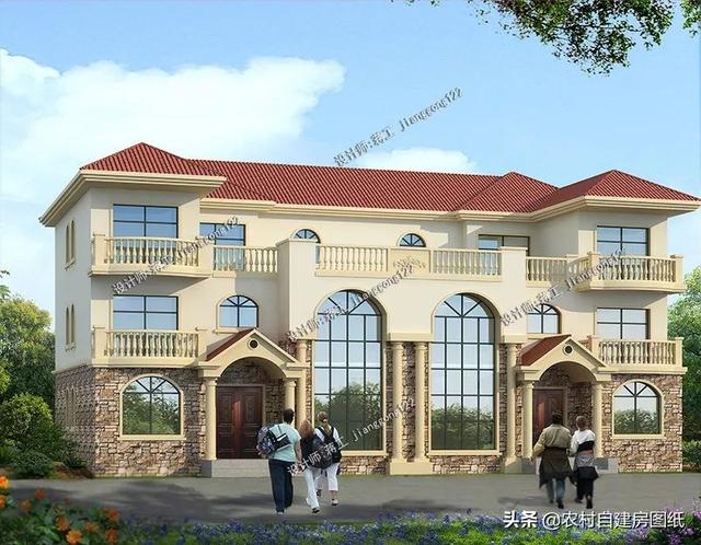 復(fù)式雙拼三層農(nóng)村自建別墅設(shè)計圖，兄弟一起建最好