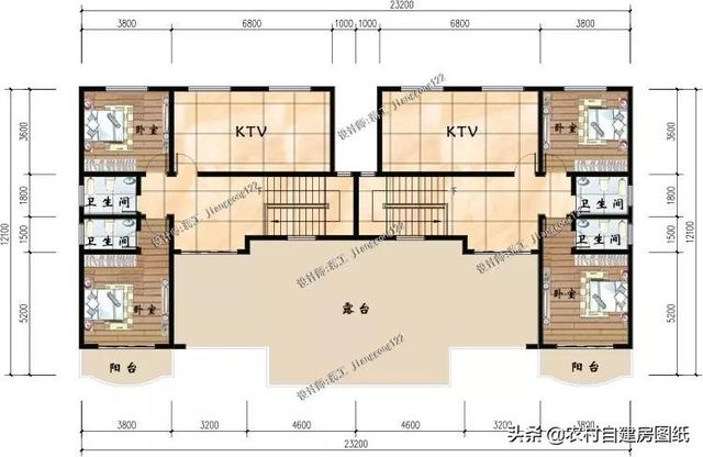復(fù)式雙拼三層農(nóng)村自建別墅設(shè)計圖，兄弟一起建最好