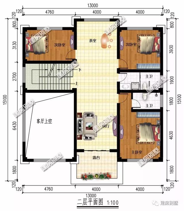 兩棟帶架空層設計的自建房設計圖，面寬小也很氣派