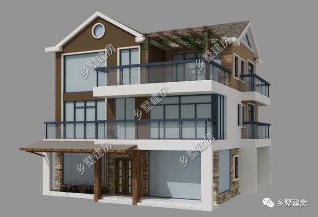 現代風三層農村別墅設計圖，簡約大氣，有強烈的時尚感