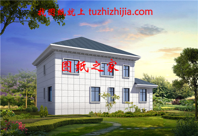 170平方米農(nóng)村二層房屋設(shè)計(jì)施工圖，外觀圖時(shí)尚、好看