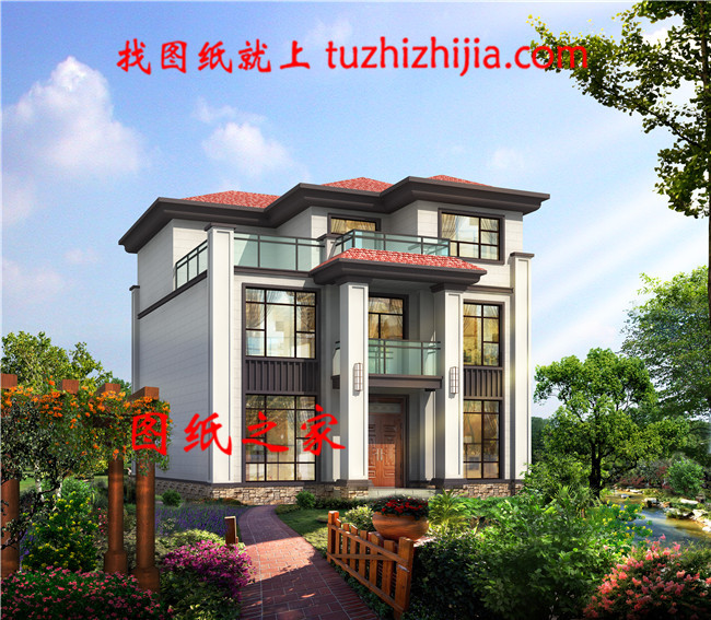 新農村自建三層樓房設計圖紙，外觀簡單大方