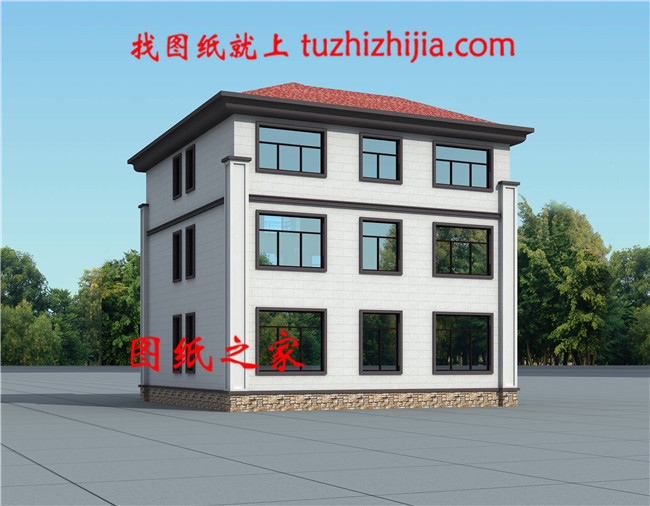 新農村自建三層樓房設計圖紙，外觀簡單大方