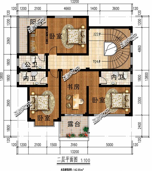 現(xiàn)代風(fēng)別墅設(shè)計(jì)圖，12X12米蓋一棟戶型方正的別墅，村長(zhǎng)都夸好看