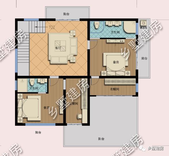 現(xiàn)代時尚風格三層農(nóng)村別墅設計圖，外觀時尚靚麗，布局實用合理