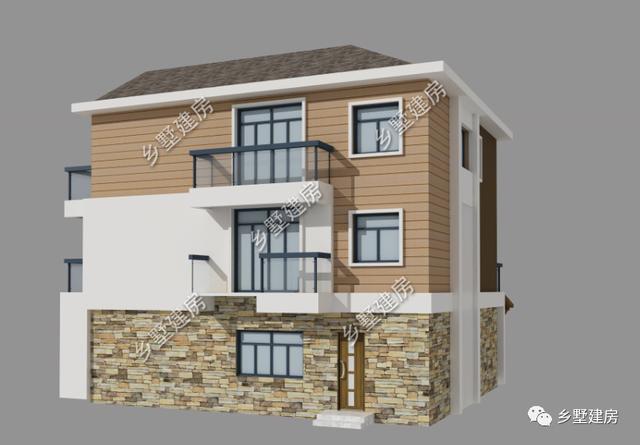 現(xiàn)代時尚風格三層農(nóng)村別墅設計圖，外觀時尚靚麗，布局實用合理
