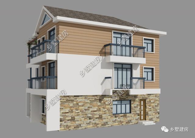 現(xiàn)代時尚風格三層農(nóng)村別墅設計圖，外觀時尚靚麗，布局實用合理