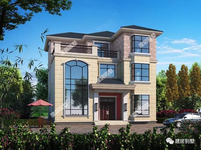 12x13米的農村歐式自建別墅設計圖，兩款外觀相似，都帶露臺