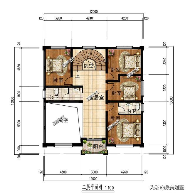 開間12米的別墅設(shè)計(jì)圖，非常具有參考價(jià)值，圖紙收藏起來(lái)，建房用得上