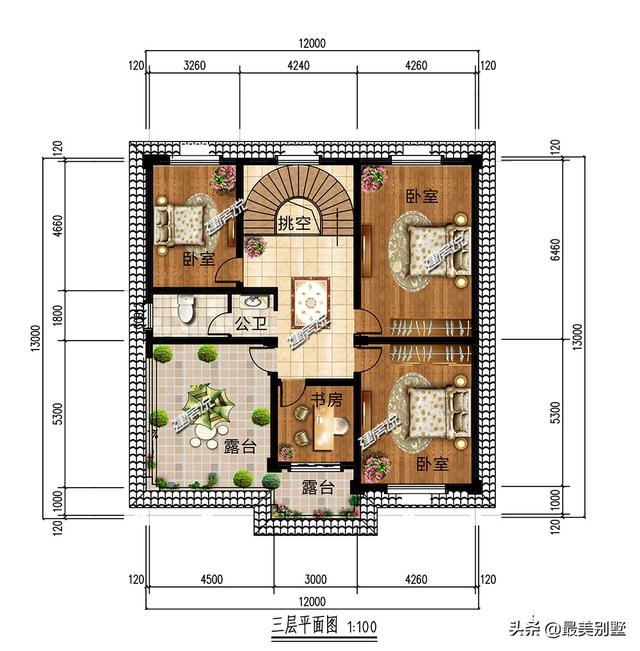 開間12米的別墅設(shè)計(jì)圖，非常具有參考價(jià)值，圖紙收藏起來(lái)，建房用得上